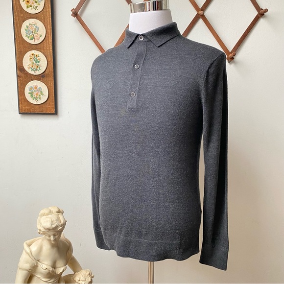 Bonobos Merino Wool Silk Grey Collared Pullover Slim Fit Sweater men’s Medium - Picture 10 of 14